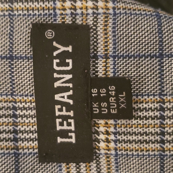 Lefancy Smart Blue & Yellow Plaid Sheath Dress👗 - Picture 4 of 6